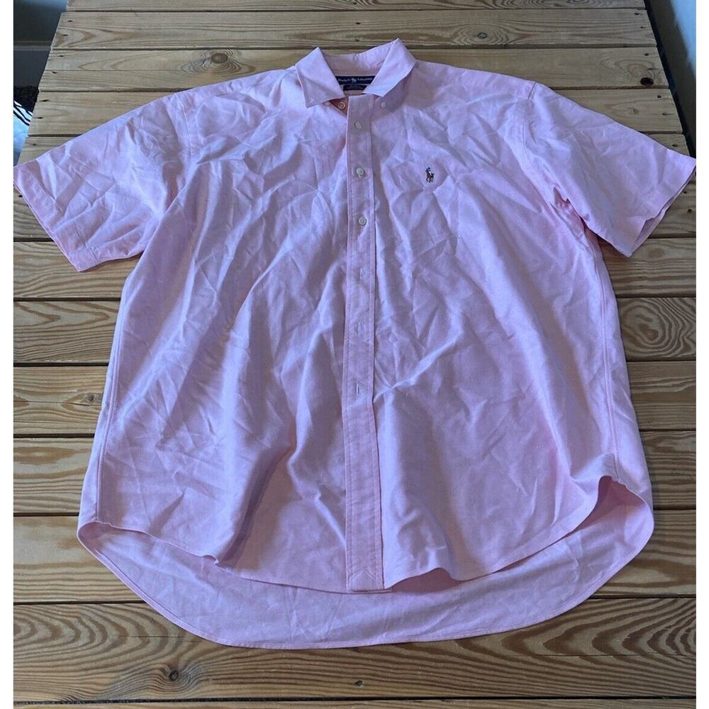 Ralph Lauren Button Up Shirt Size Large Men’s Pink Short Sleeve